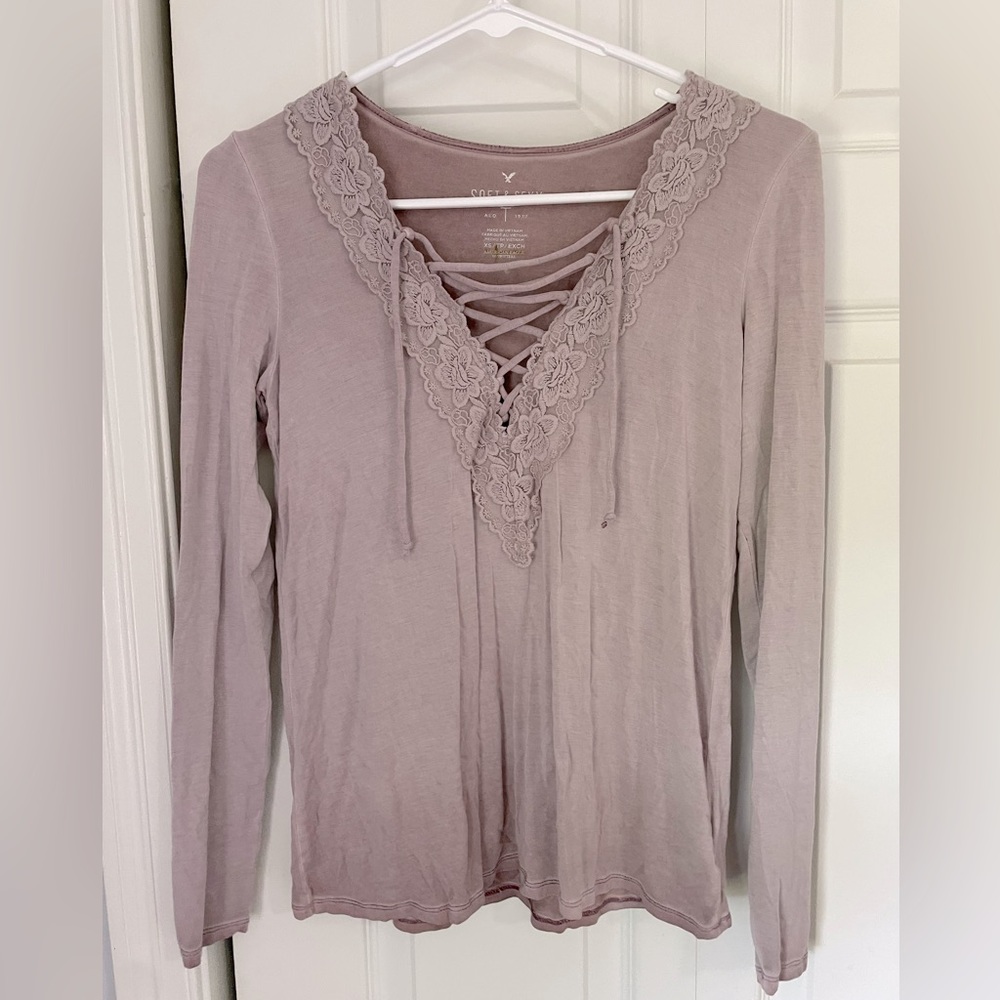American Eagle Loose Fitting Long Sleeve Shirt Size XS
